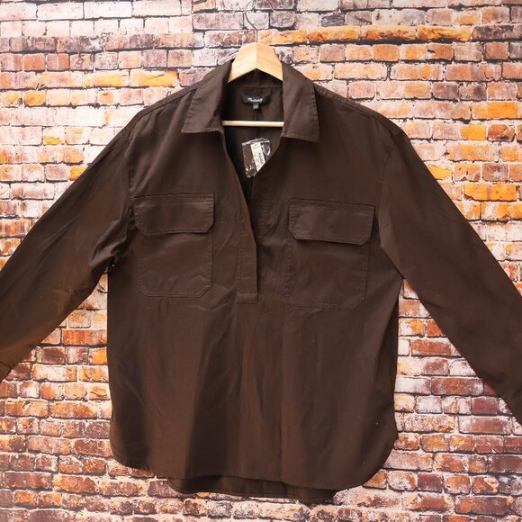 Madewell Utility Shirt Carob Brown Size S Long Sleeves Button Front Pockets - Picture 3 of 9